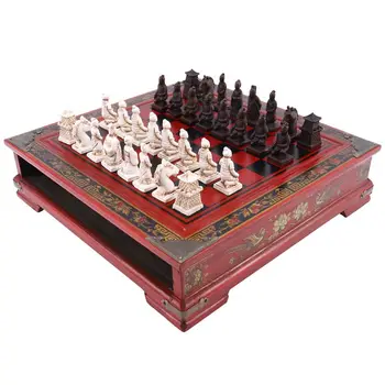Medienos Šachmatų Kinijos Retro Terakotos Karių Šachmatų Medienos Ar Senas Drožyba Dervos Chessman Kalėdų Gimtadienio Priemokos Dovanų