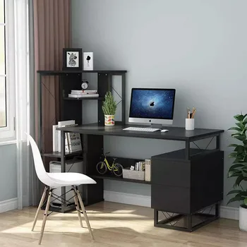 modernus dizainas, paprastas stalo namuose dvigubo medžio masyvo karkasas kompiuterio stalas už kambarį