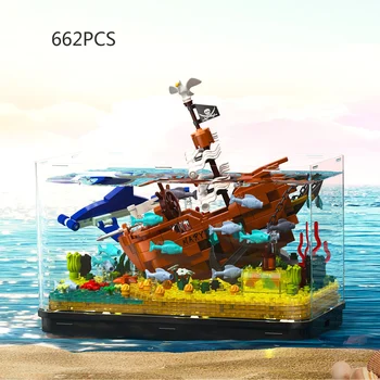 Namų Dekoravimo Žuvų Bakas Statyti Plytų Nuolaužos Karibų Silent Marija Piratų Laivas Mini Bloko Naras Duomenys Surinkti Žaislas Su Šviesos