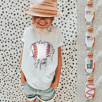 Vasaros Vaikų Tees Palaidinė Marškinėliai Topai Atsitiktinis Beisbolo 3D Spaudinius Bamblys Mergaitės Berniukai Spausdinti Paauglių Vaikų Drabužių Mergaičių Apranga Topai